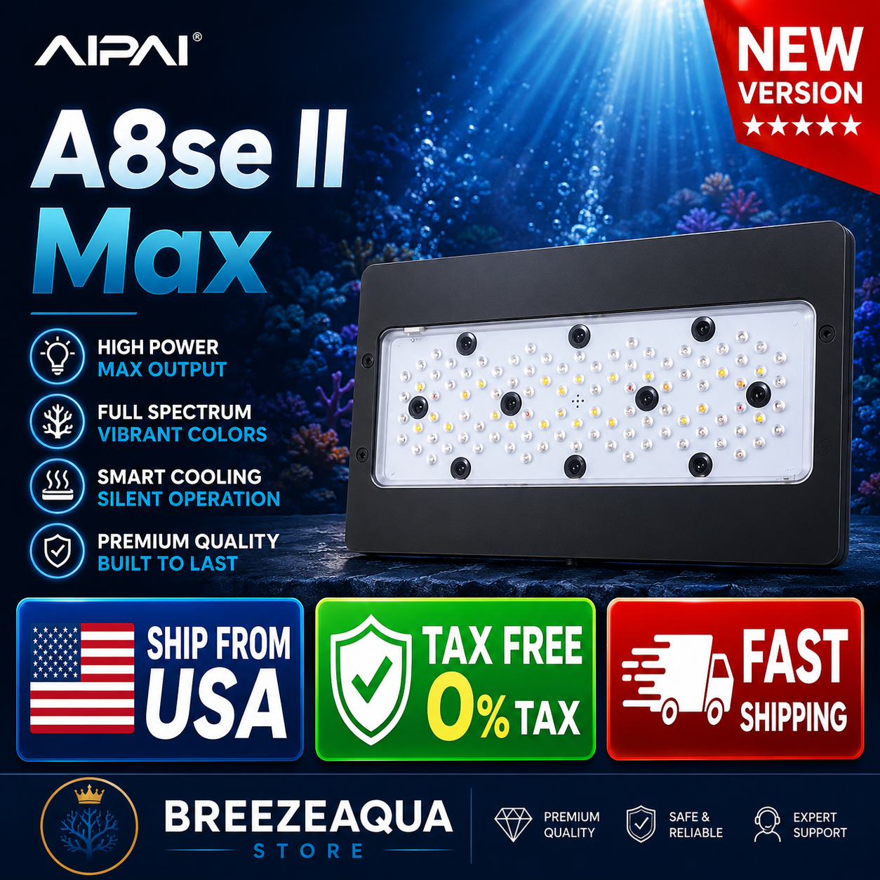 A8se II Max A8se II Blue 240W  - Aquarium Blue Marine Reef avis et prix